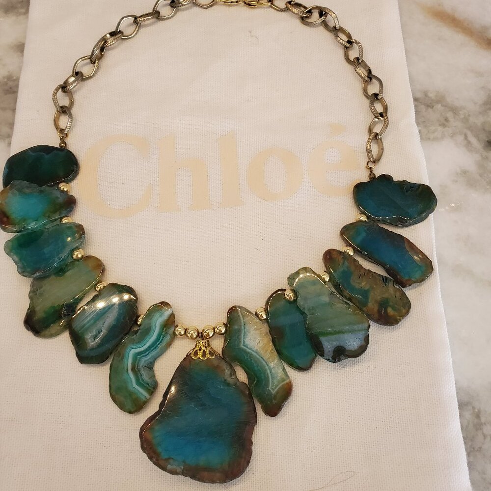 Chloé Necklace Chunky Statement Teal Agate Gemstone